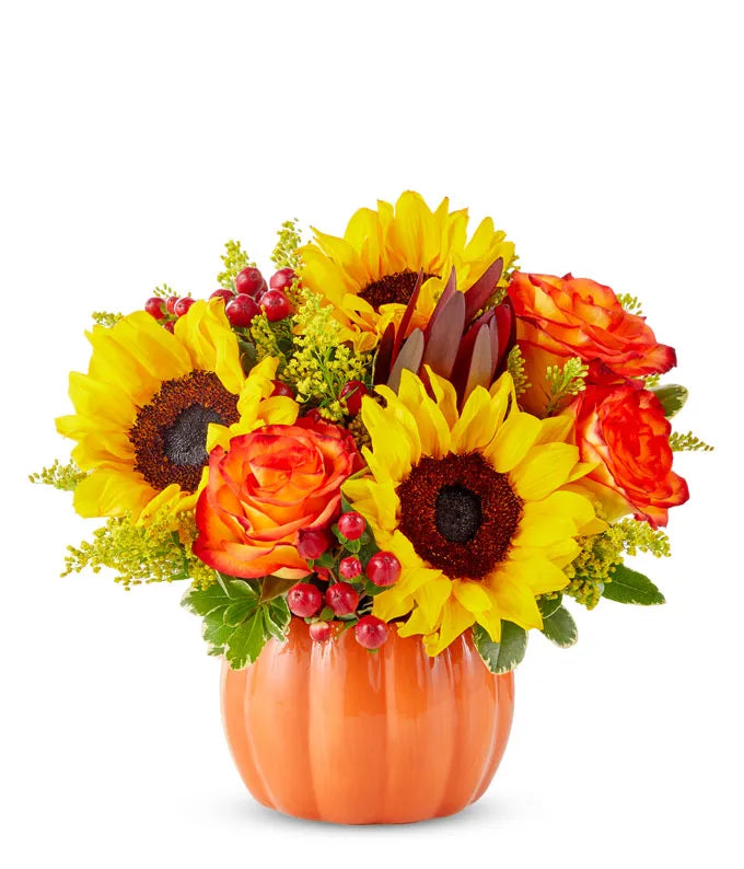 Sunny Fall Pumpkin Bouquet - Same-Day Flower Delivery Boynton Beach, FL