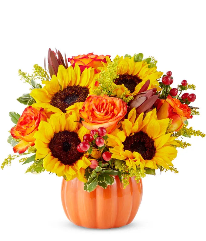 Sunny Fall Pumpkin Bouquet - Same-Day Flower Delivery Boynton Beach, FL